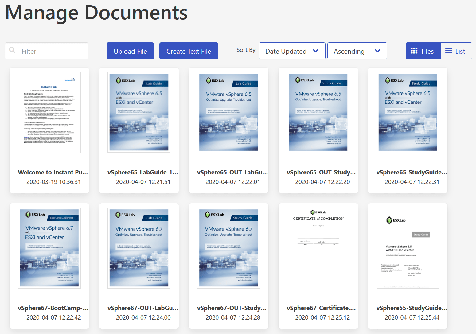 Document List Screenshot